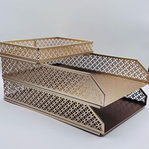Gold Metal Desk Organizer